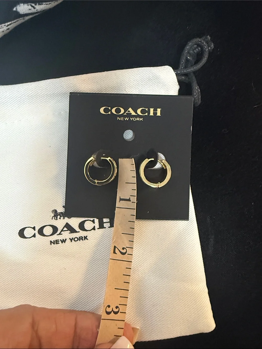 COACH Gold-Tone Signature Small Hoop Earrings - Picture 5 of 6